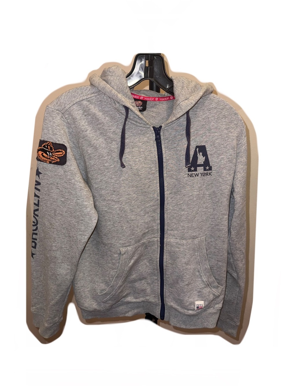 Kids Brooklyn New York Grey Hooded Zip-Up Jacket